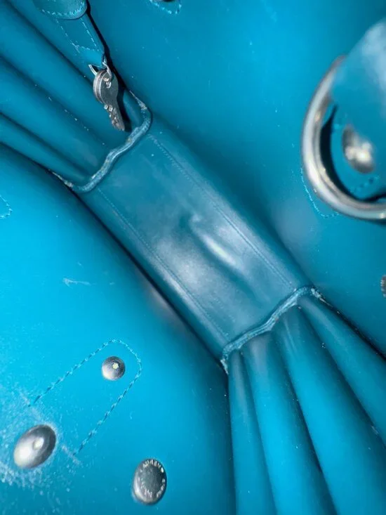 SAINT LAURENT LEATHER Sac du Jour Nano Blue W/Strap - Picture 4 of 9